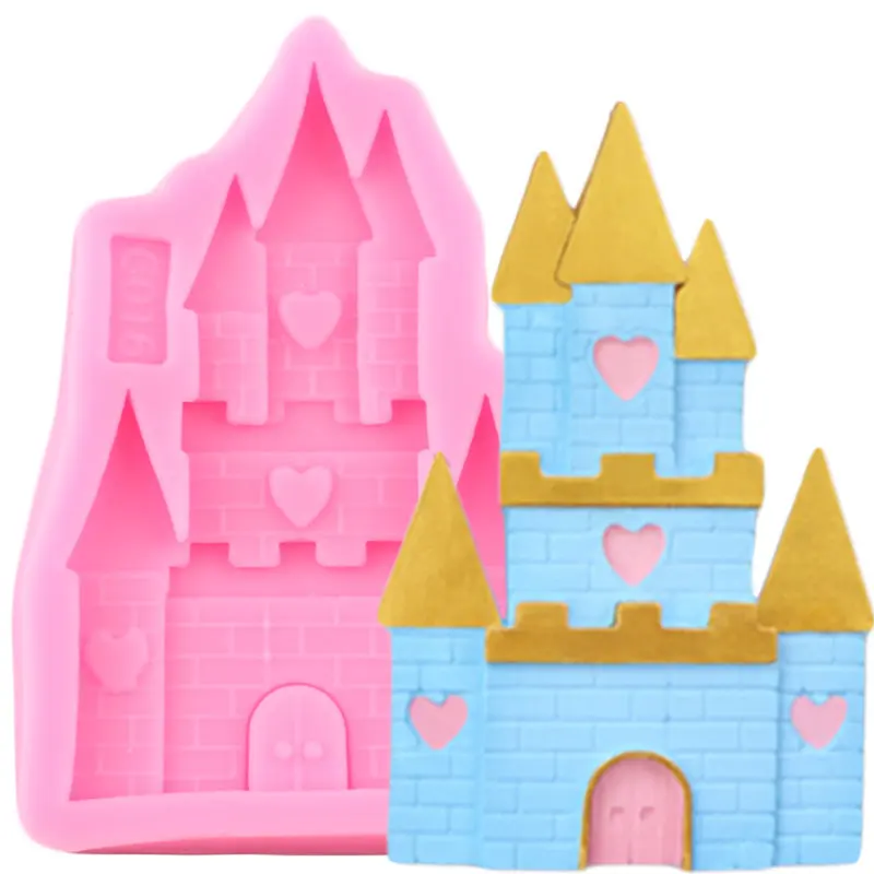 

3D Castle House Silicone Molds Fondant Cake Decorating Tools DIY Baby Party Candy Polymer Clay Mold Chocolate Gumpaste Moulds