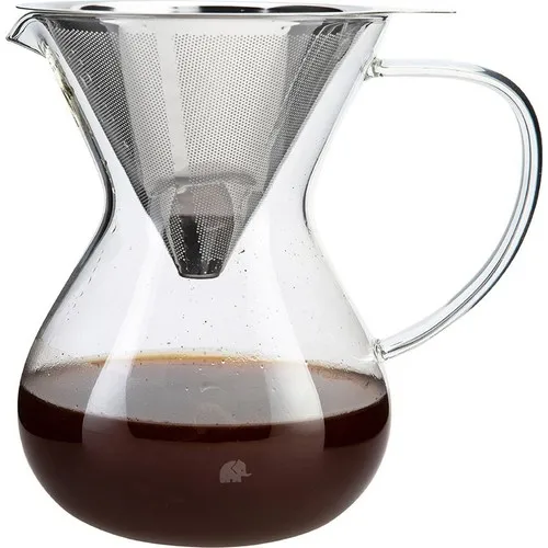 Glass Coffee Brewing Steel Strainer 850 ml Apparatus