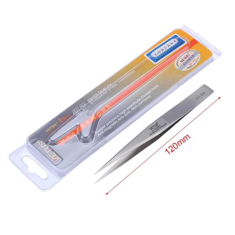 Vetus Electronics Industrial Tweezers 3C-SA AA-SA SS-SA 00-SA Anti-acid Straight Tip Precision Pinzas Phone Repair Hand Tool