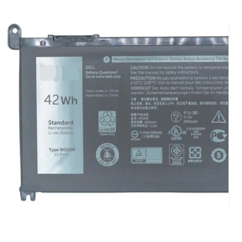 Genuine New WDXOR Battery WDX0R T2JX4 for Dell Inspiron P69G P69G001 13 5378 5379 15 5567 5570 7560 17 5770 VOSTRO 5471 42Wh