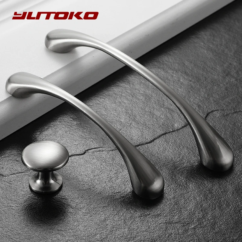 YUTOKO Cabinet Handles Zinc Alloy Modern Silver Door Handles Elegant Drawer Pulls Knobs Kitchen Furniture Handle Hardware 791