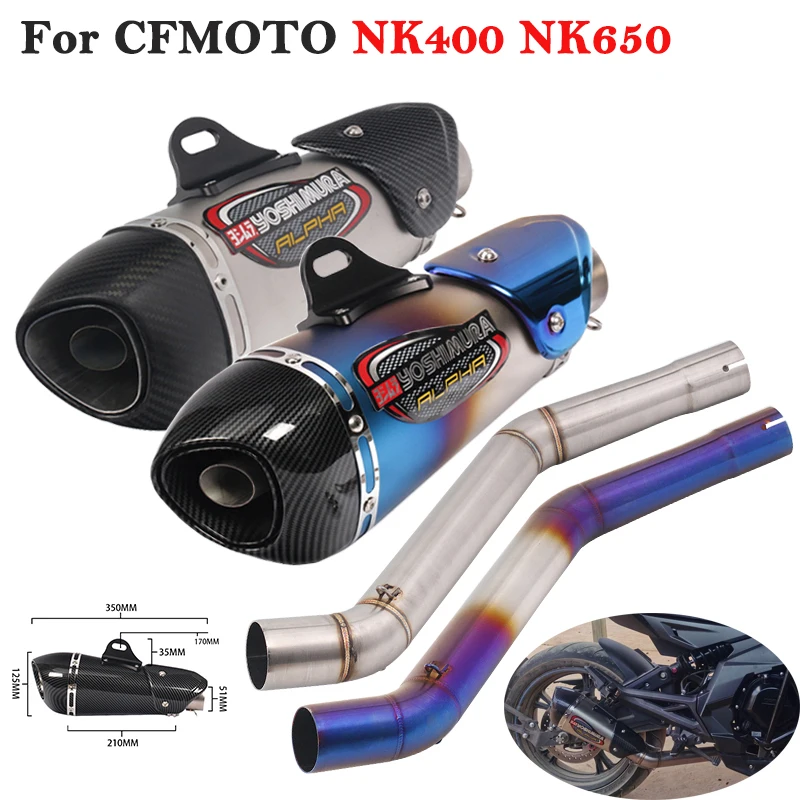 

For CFMOTO NK400 NK650 Motorcycle Yoshimura Exhaust Systems DB Killer Modified Stainless Middle Link Pipe Carbon Fiber Muffler