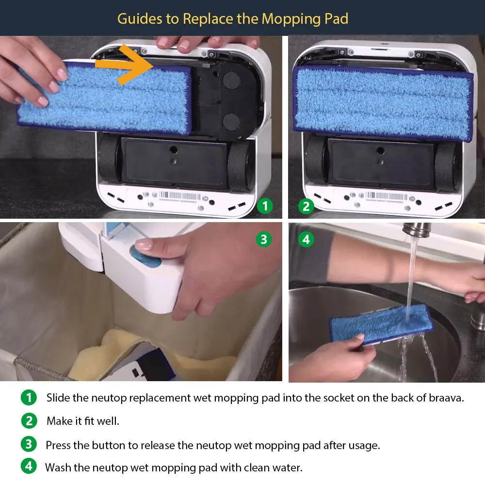 Мокрый моющиеся подушка для уборки для iRobot Braava 200 серии 240 241 245 250 запчасти для робота-пылесоса аксессуары