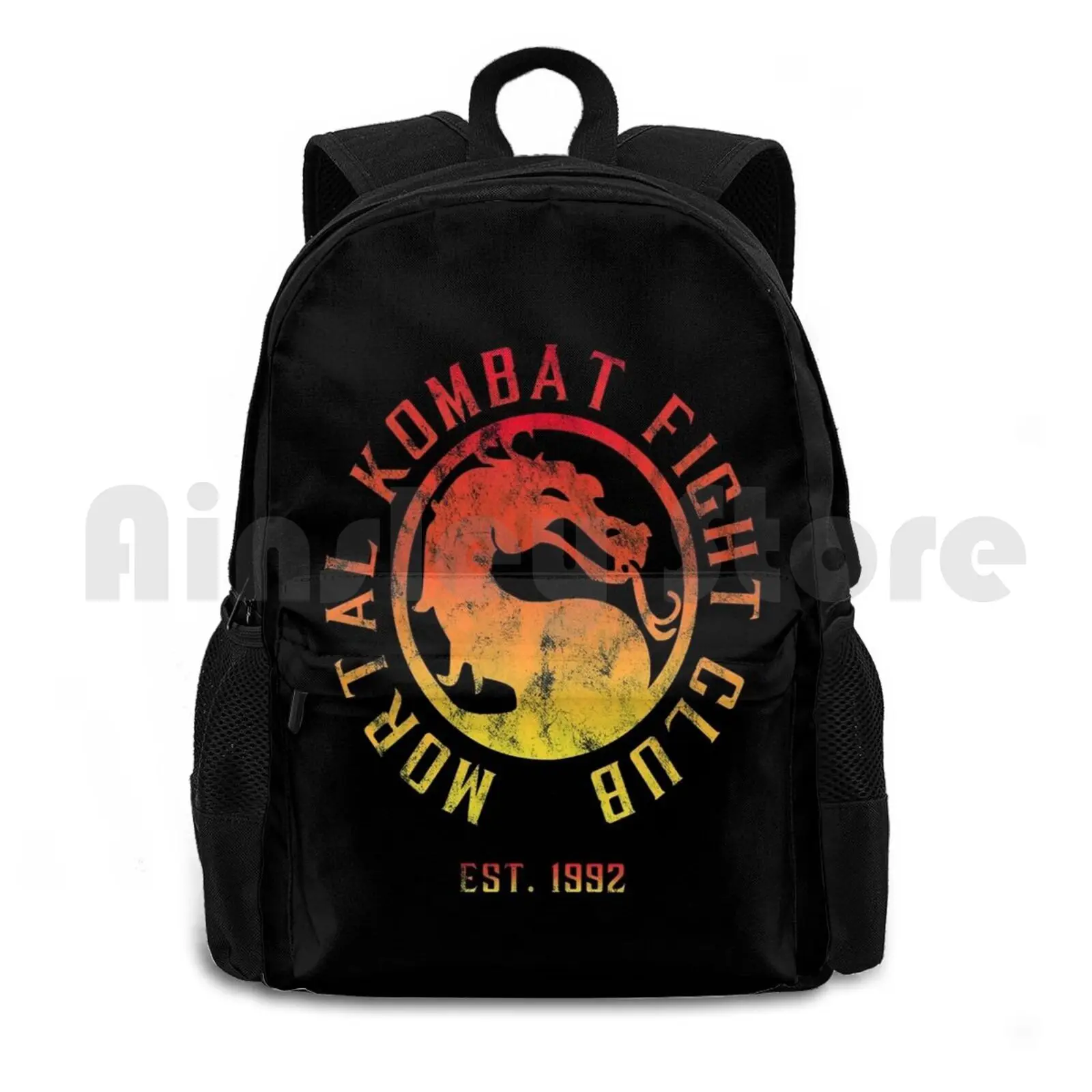 Mortal Kombat Fight Club Mortal Kombat 11 Distressed Color Logo Outdoor Hiking Backpack Riding Climbing Sports Bag Mortal