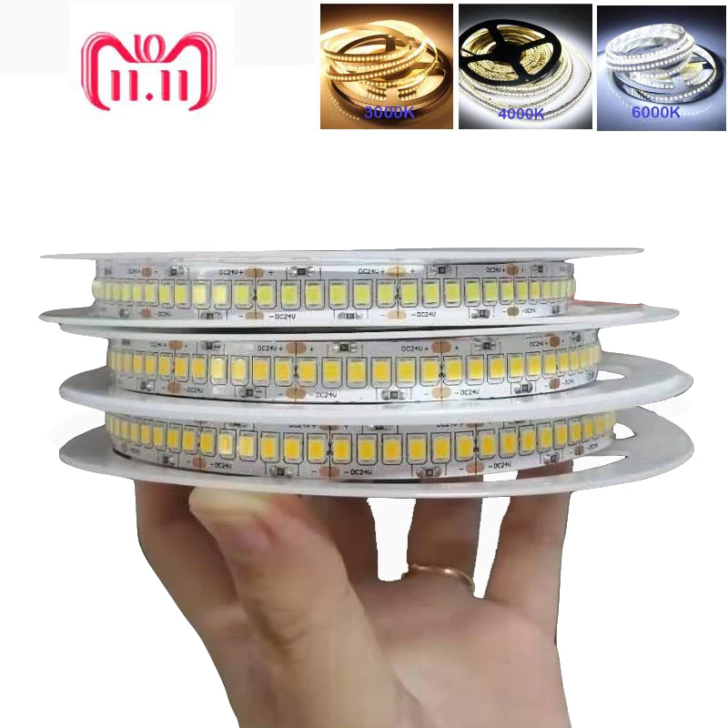 1800lm/m  High CRI 80+ 5m 1200 LED 2835  SMD LED 12V  24v   lights strip Flexible Llight 240 led/m LED strip White Warm white