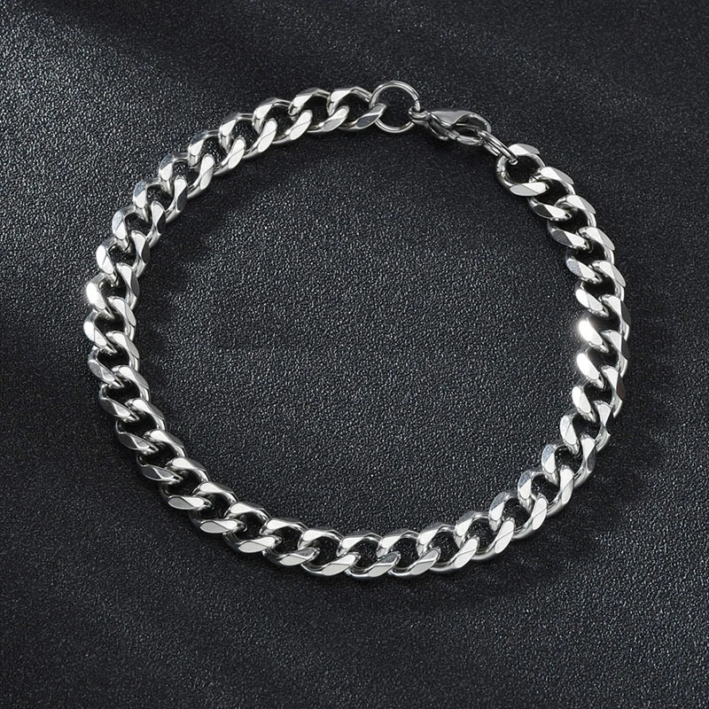 Lucido Bracciale In Acciaio Inossidabile per le Donne Degli Uomini di Colore Nero Oro Punk Casual Curb Cuban Link Catena Braccialetto 3/5/7/9