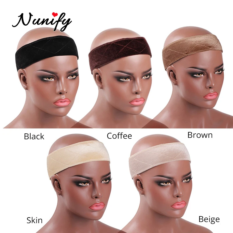 Nunify  Wig Grip Band Hand Made Wig Flexible Velvet Wig Grip Scarf Comfort Head Band Adjustable Fastern Wig 5Colors