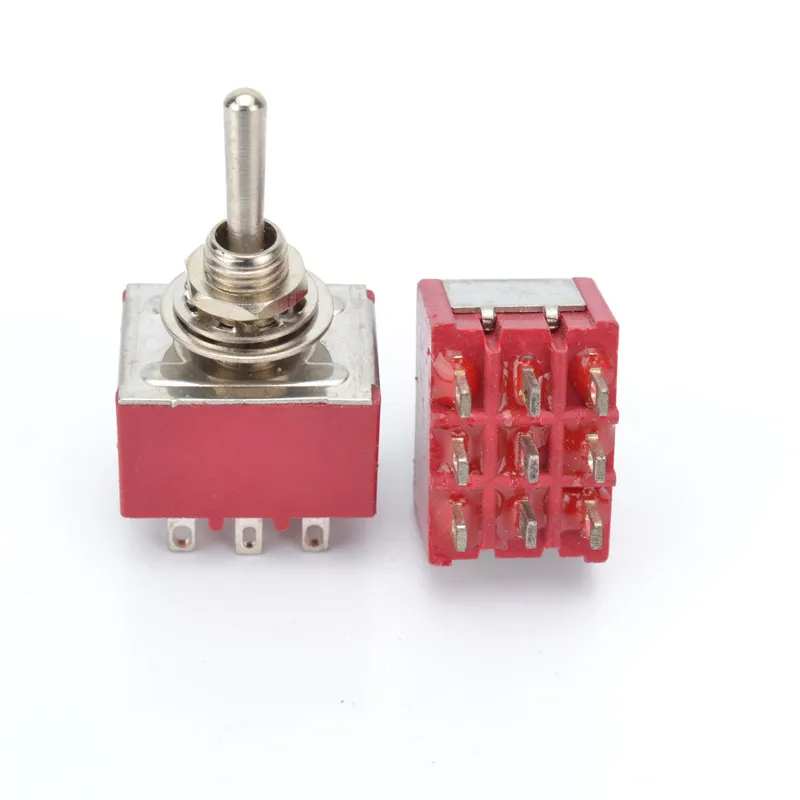 Red Mini MTS-302 6mm 9 Pin 2 Position ON/ON 5A/125VAC 2A/250VAC Toggle Switch