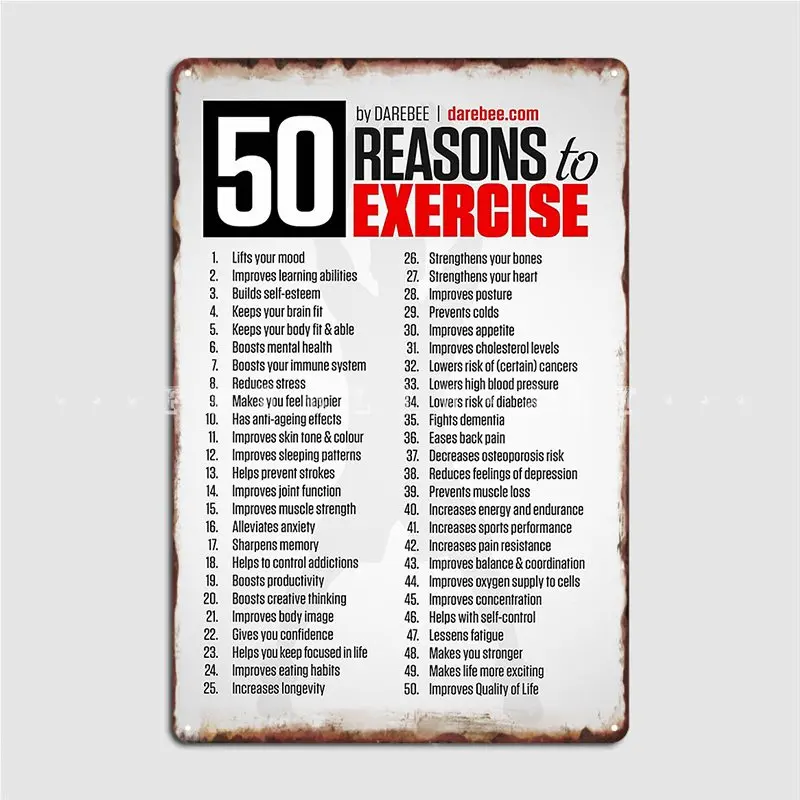 50 Reasons To Exercise Metal Sign Plates Funny Cinema Garage Club Bar Tin Sign Poster