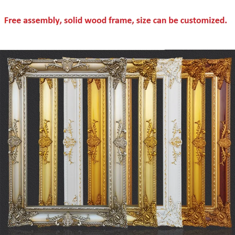 European Large Size Solid Wood Picture Frame, Mounting Frame, Custom Retro Oil Painting Frame, Wall Hanging Outer Frame