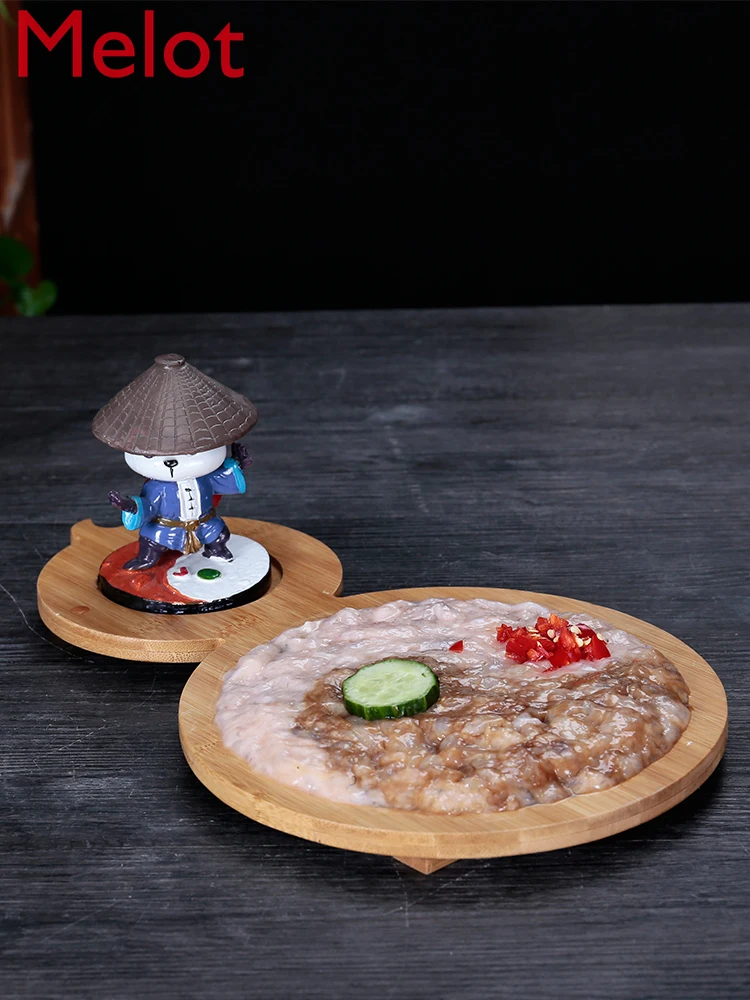 Panda Minced Shrimp Creative Tableware Rotating Small Hot Pot Restaurant Bamboo Pipe Boiled Meat Plate