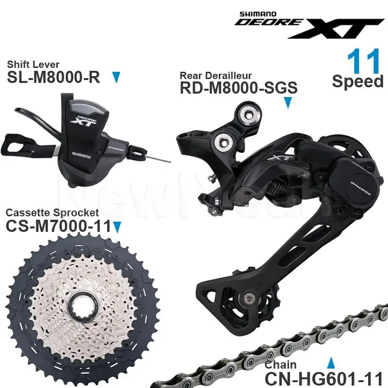 SHIMANO DEORE XT M8000 11Speed Groupset Include M8000 Shifter Rear Derailleur and M7000 Cassette 11-40T/42T/46T Chain for MTB