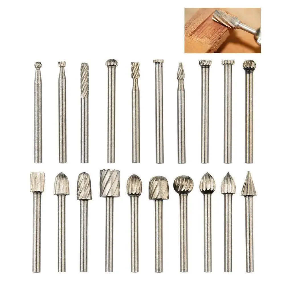 

20 Pcs Rotary File Woodworking Carving Set HSS Drilling Shank Files Engraving Tungsten DIY Tools