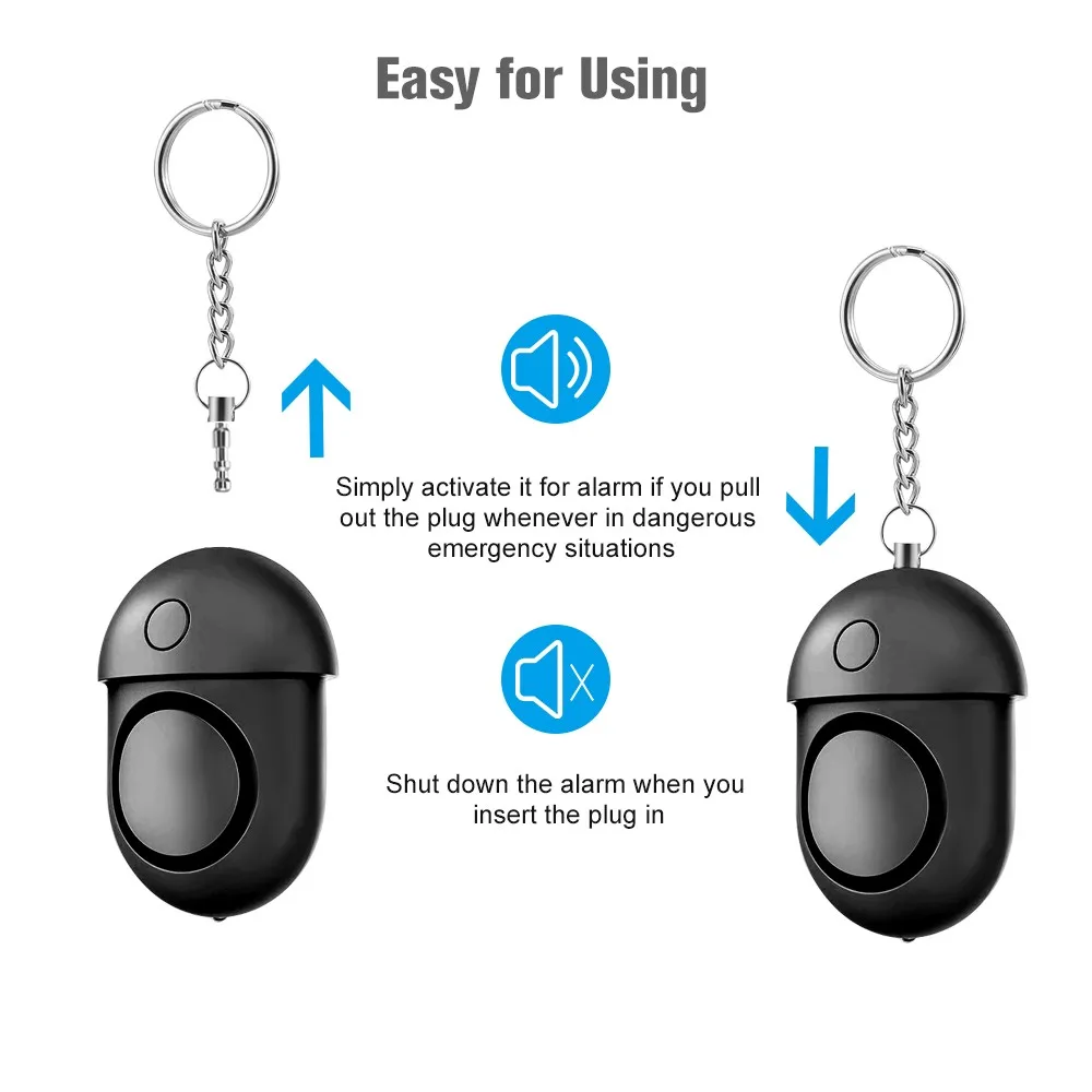 Personal Alarm/ 125-130dB Safe Sound Emergency Self-Defense Security Alarm/ Keychain/ LED Flashlight