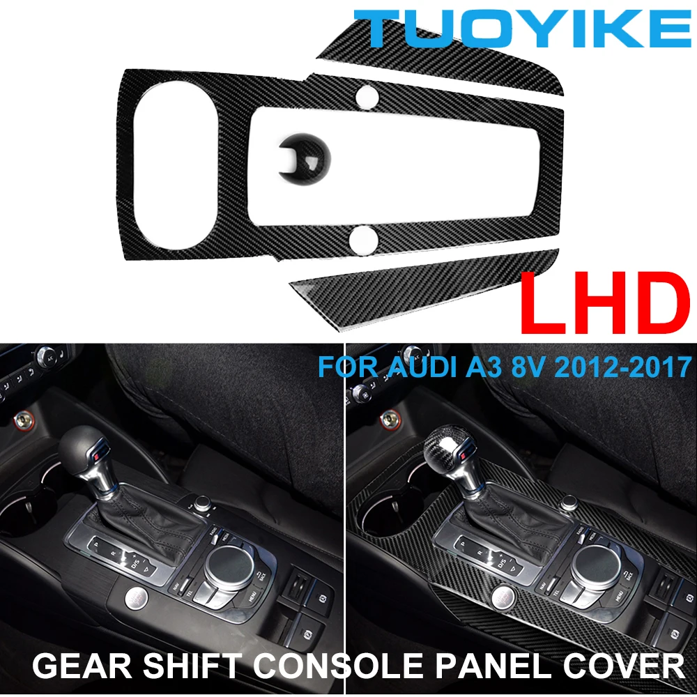 

LHD RHD Car Styling Real Carbon Fiber Interior Gear Shift Knob Console Central Cover Panel Trim Sticker For Audi A3 8V 2012-2017