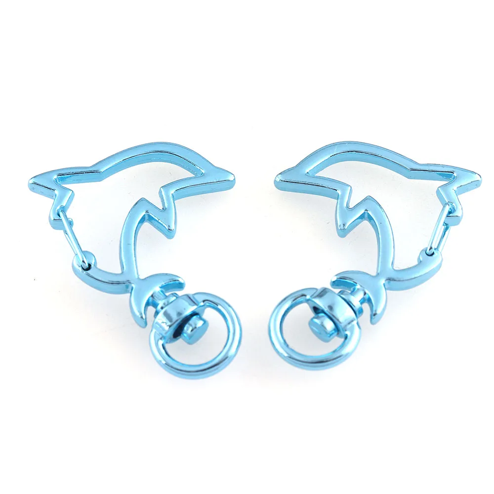 Dolphins Shaped Swivel Clasps Blue Lobster Clasps Key Chain Lanyard Clasps Swivel Snap Hooks Trigger Hooks Bags Connector