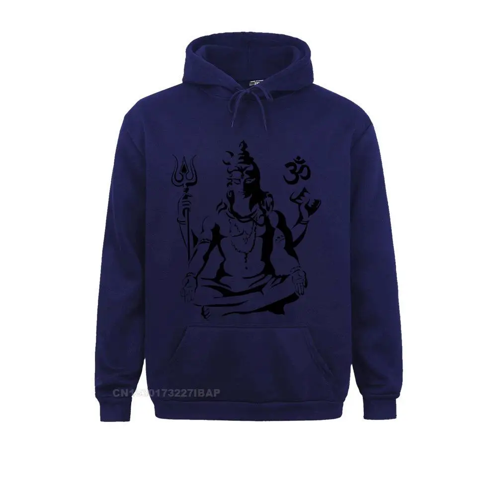 Hoodie Sketsa Dewa Siwa Pakaian Katun Kerah Crew Bergaya Lengan Panjang Pria Hoodie Harajuku untuk Pria