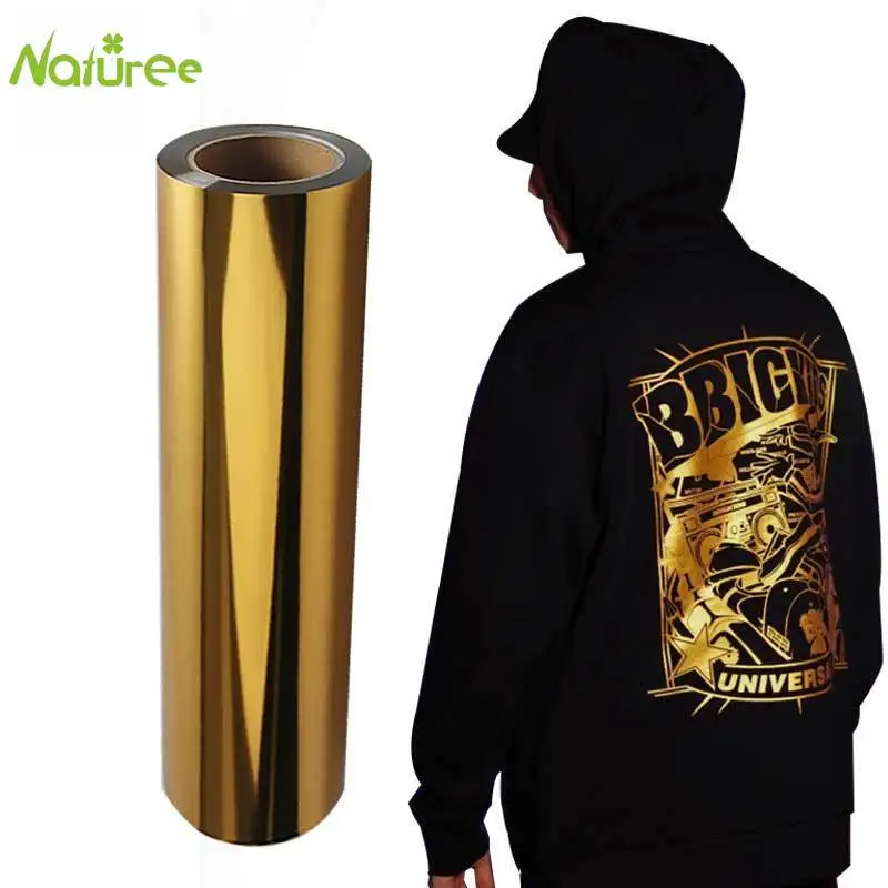 25cm*1m Gold Color Color Metallic Heat Transfer Vinyl Metal PET Press Tshirt Iron On HTV Printing htv heat transfer vinyl