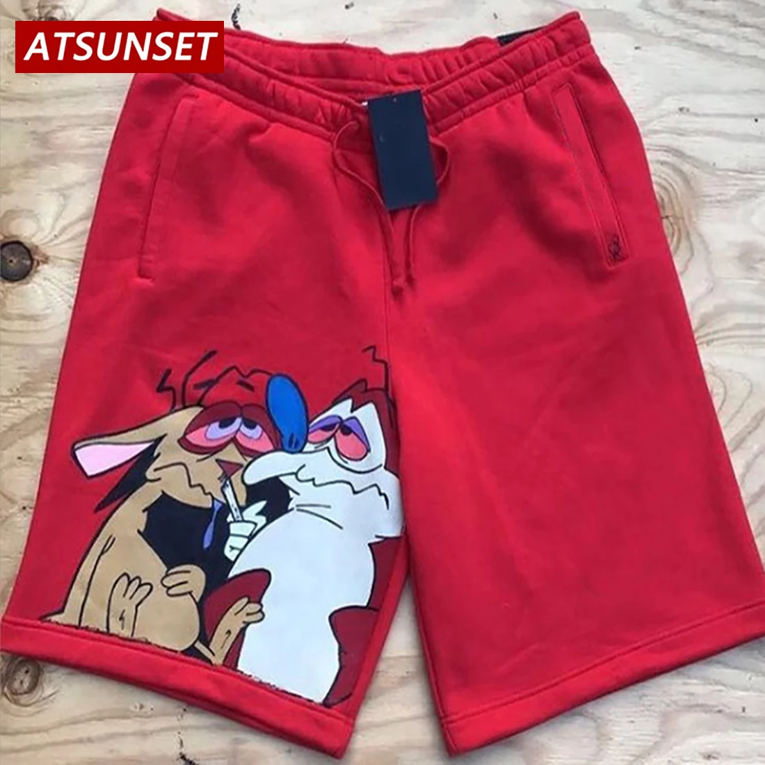 ATSUNSET 2022 Men's Summer New Hot Casual Shorts Cartoon Print Solid Cotton Clothing Shorts Hawaii Fashion Bottoms