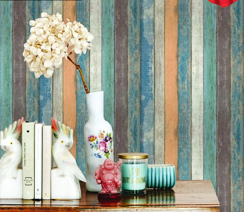 

Wood Plank Wallpaper Shiplap Brown Vinyl Self Adhesive Contact Paper Decorative Wall Covering Stickers bedroom decor