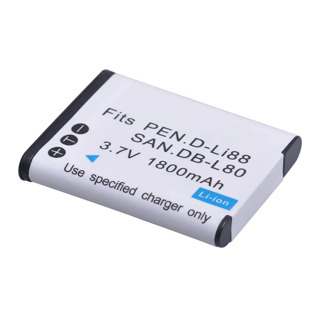 1x1800mAh DLI88 DB-L80 VW-VBX070 batteria agli ioni di litio Bateria per Pentax Optio H90 P70 P80 W90 WS80 Sanyo Xacti DMX-CG11 VP