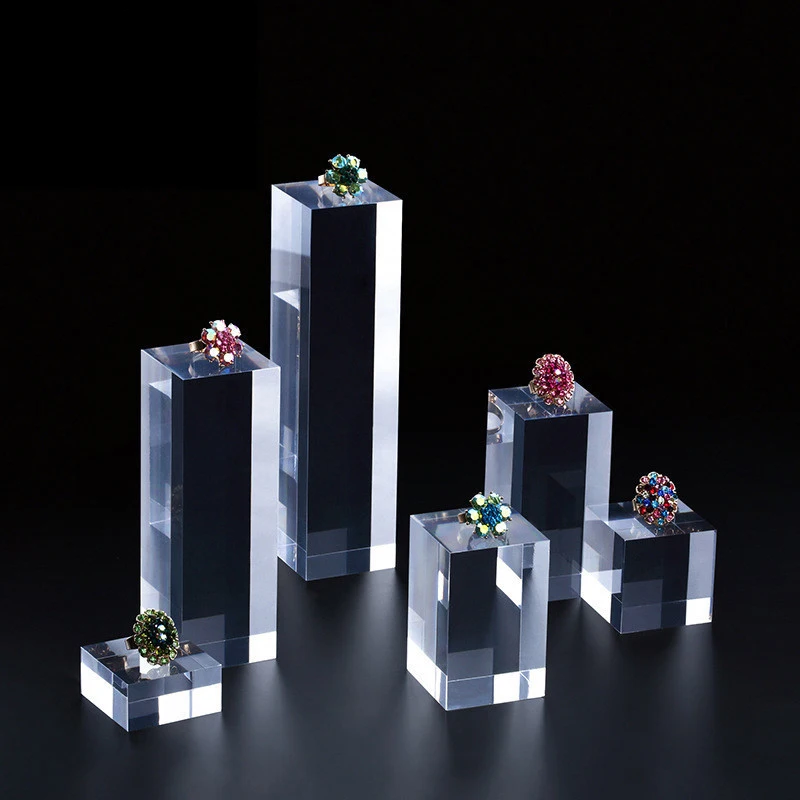 شفافة الاكريليك ورقة مربعة ختم كتلة التصوير الدعائم أصحاب مستحضرات التجميل وسادة خواتم القرط مجوهرات عرض موقف #1