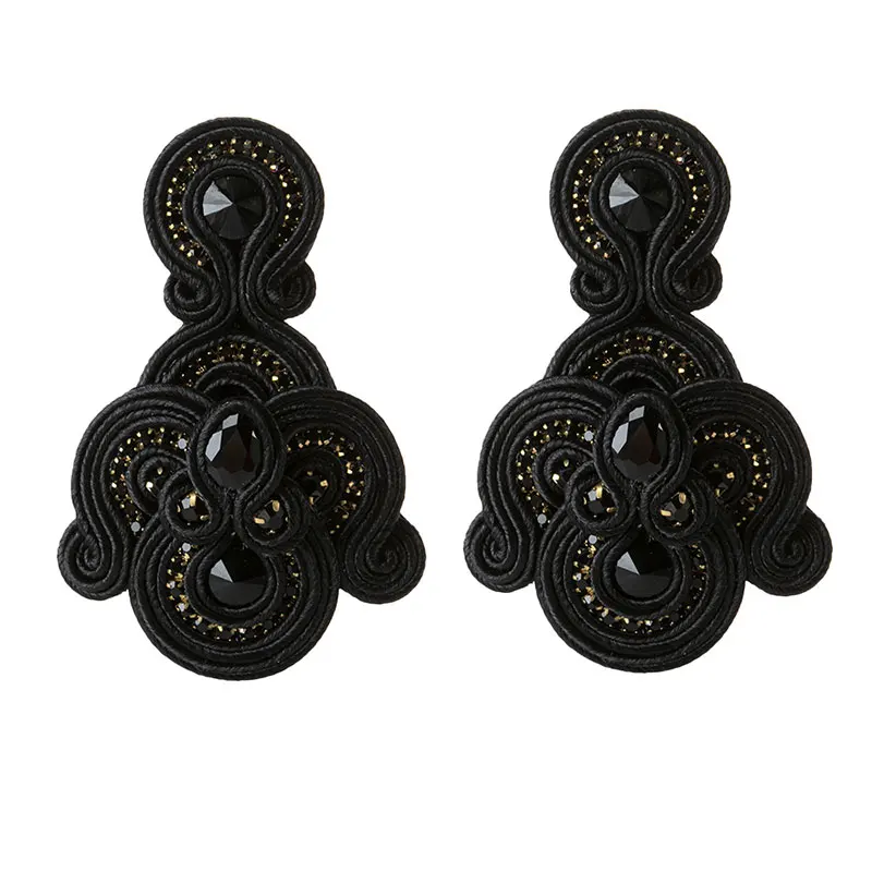 KpacoTa Creazione di gioielli di moda soutache tessitura Orecchini etnico boho Colore fatto a mano glamour Orecchino lungo grande pendente Regalo