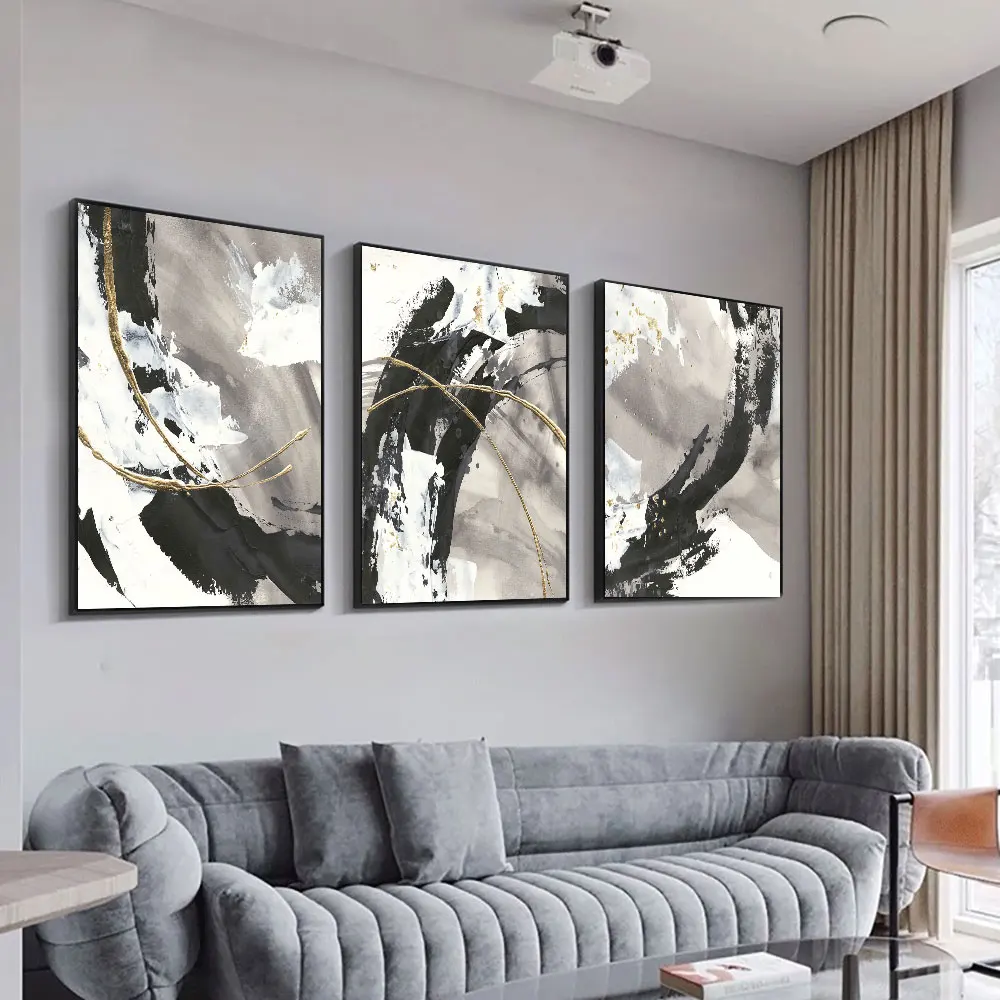 Wall Art Canvas Painting Nordic Modern Abstract Black White Ink Painting Poster and Prints Picture For Room Home Decoration