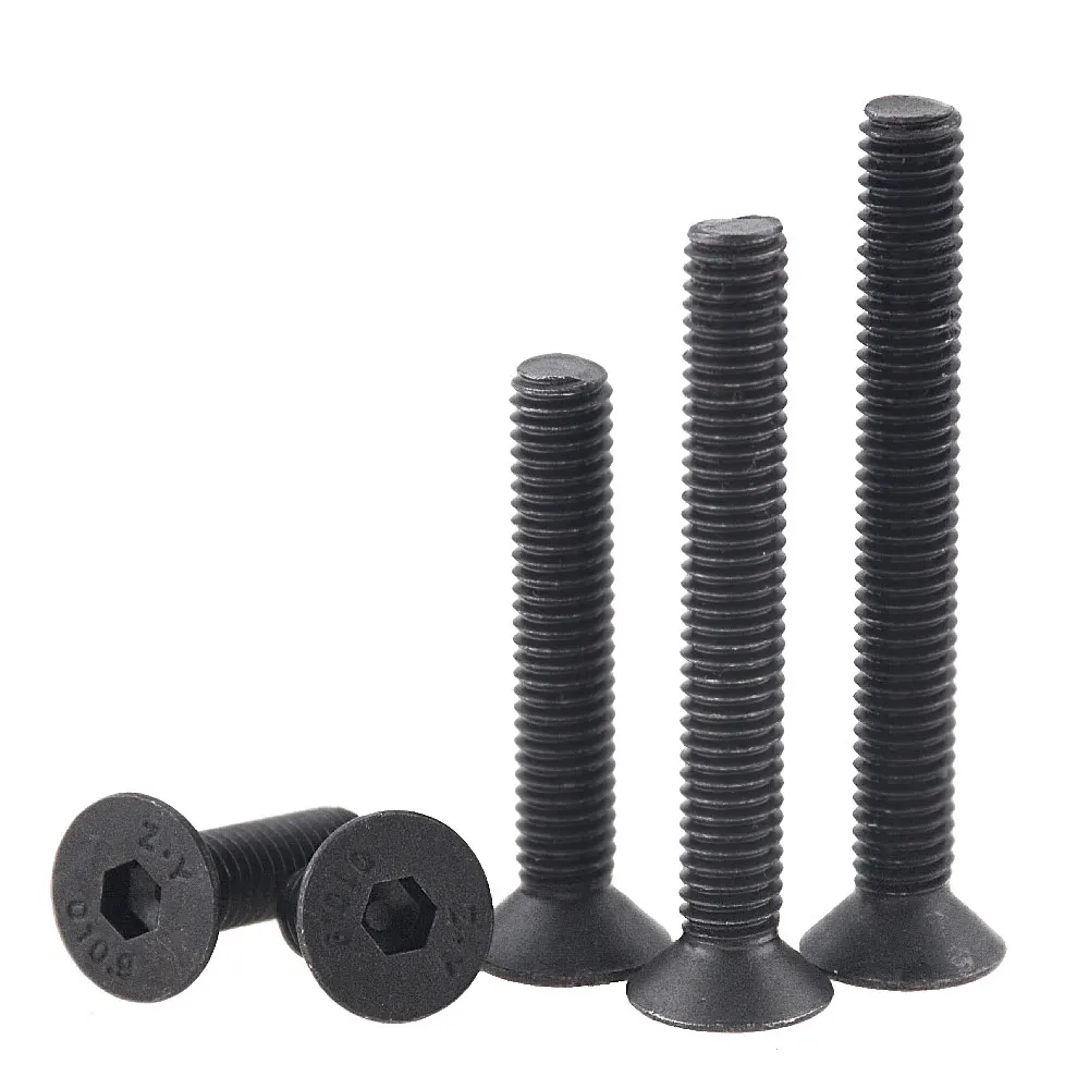 20PCS M3x6 8 10 12 16 20 25 30 35 Hexagon Socket Flat Countersunk Head Screw Carbon Steel Hex Socket Bolts Machine Screw DIN7991