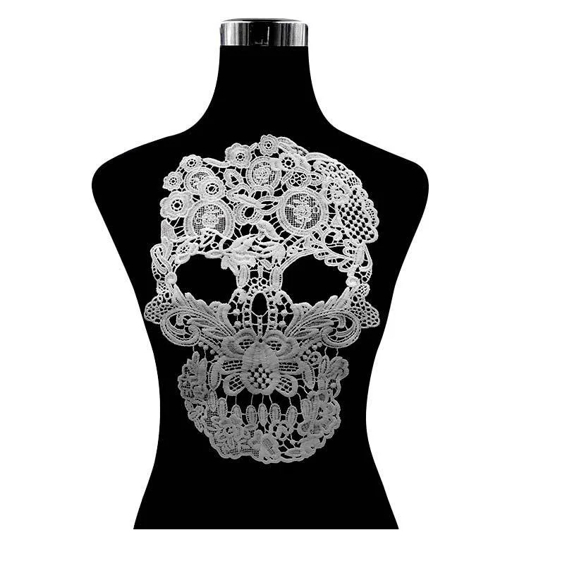 1 piece Skull milk silk embroidery cloth stickers DIY lace accessories water soluble lace corsage three-dimensional hollow