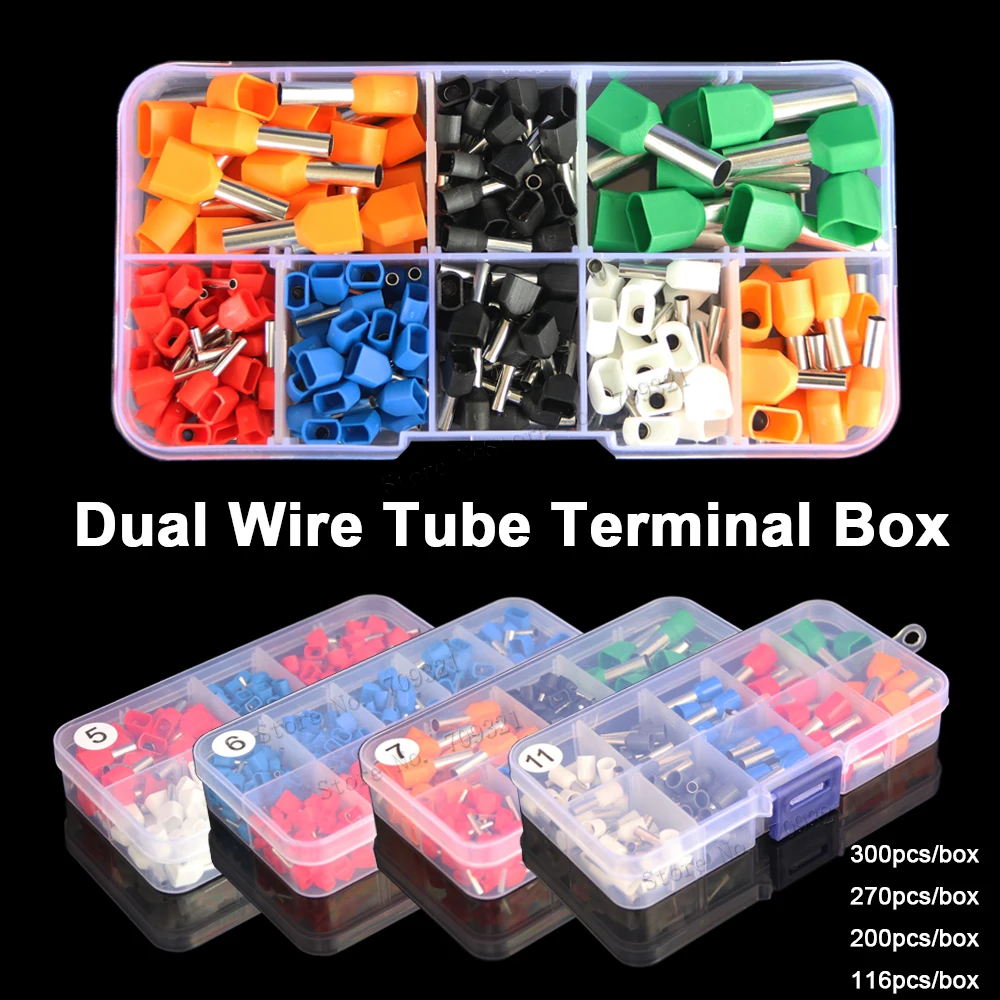 Tube Ferrule Terminal Various Box-packed Electrical Tubular Terminal Insulated Dual Wire Connector Crimping Terminals Kit Set