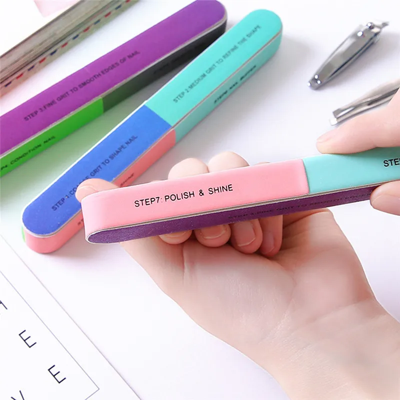 1PCS Colorful Professional Buff for Nails Six-sided Polishing Nail File Sanding Manicure Nail File Sanding Beauty Manicure Tools