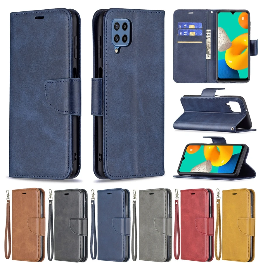 Wallet Style Sheepskin Leather Case For Samsung Galaxy S21/S20 Plus/Ultra/FE S10/S9/S8 Plus A02S A12 A13 A22 A32 A51 A52 A71 A72