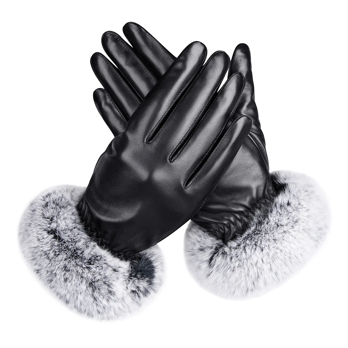 BISON DENIM Luxury Women\'s Autumn Winter 100% Real Sheepskin Leather Gloves Genuien Leather Mittens Autumn Winter Gloves