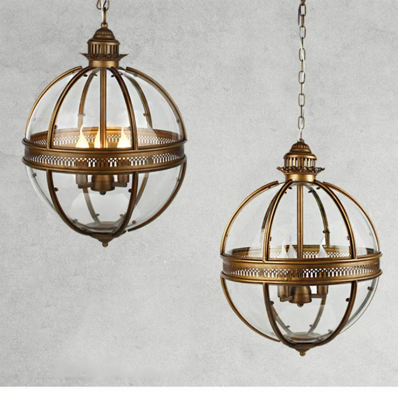 Vintage Loft Globe LED E14 Pendant Lights Wrought Iron Glass Shade Kitchen Light Dinning Hanging Lamps Bar Lamp Fixture