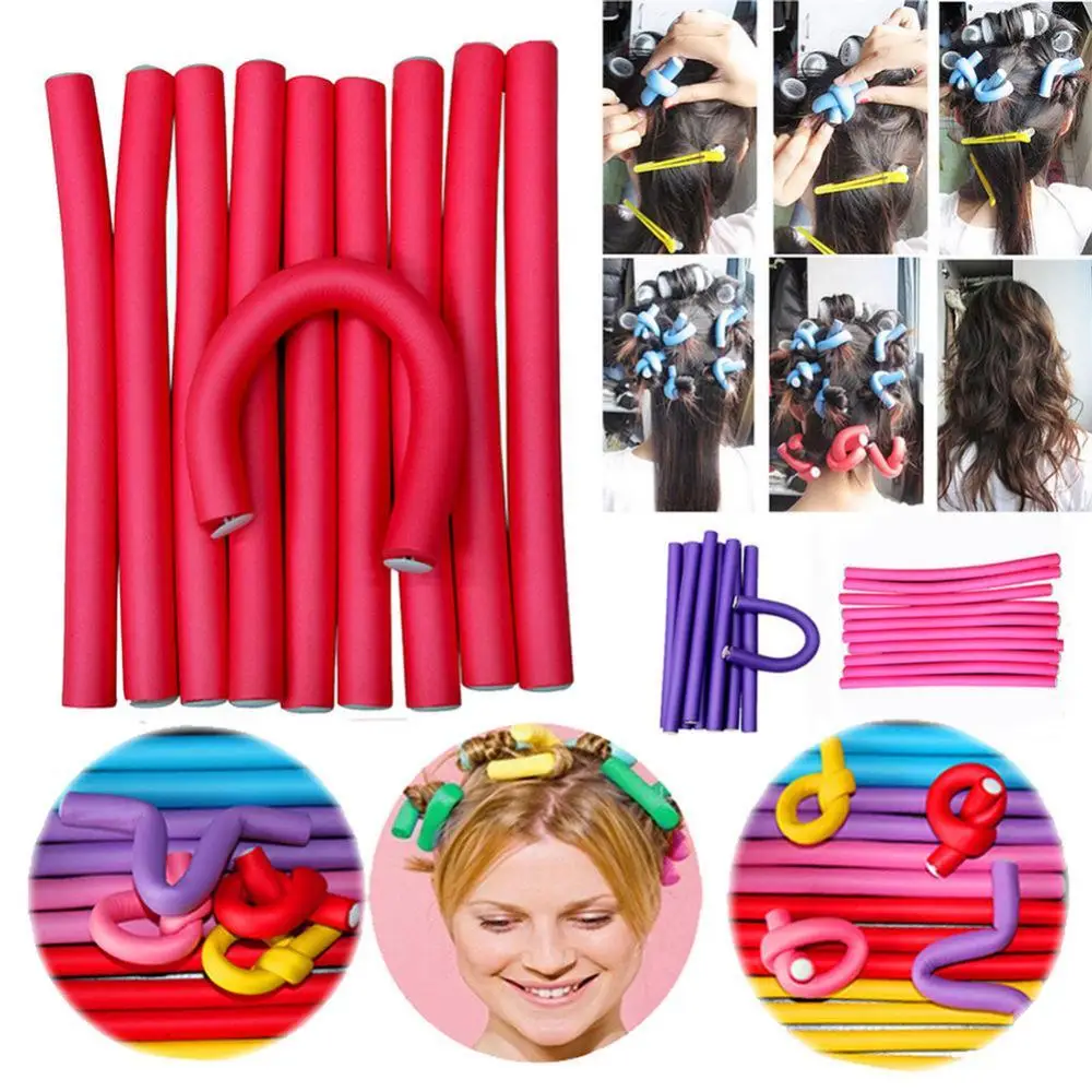 70% Hot Sale 10 Pcs Simple Soft Foam Curler Makers Bendy Twist Curls Styling Hair Tool Set