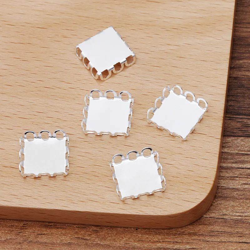 1000pcs Square Bezels Cameo Cabochons Base Setting Pendant Blank Tray fits for 12x12mm Stone Jewelry Findings