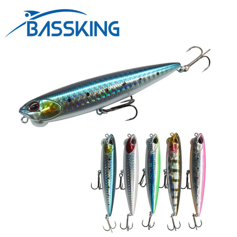 BASSKING-Hard Bait Fishing Lure, Top Água Flutuante Lápis Wobbler, Jerkbait Qualidade Profissional, água salgada, 100mm, 14g