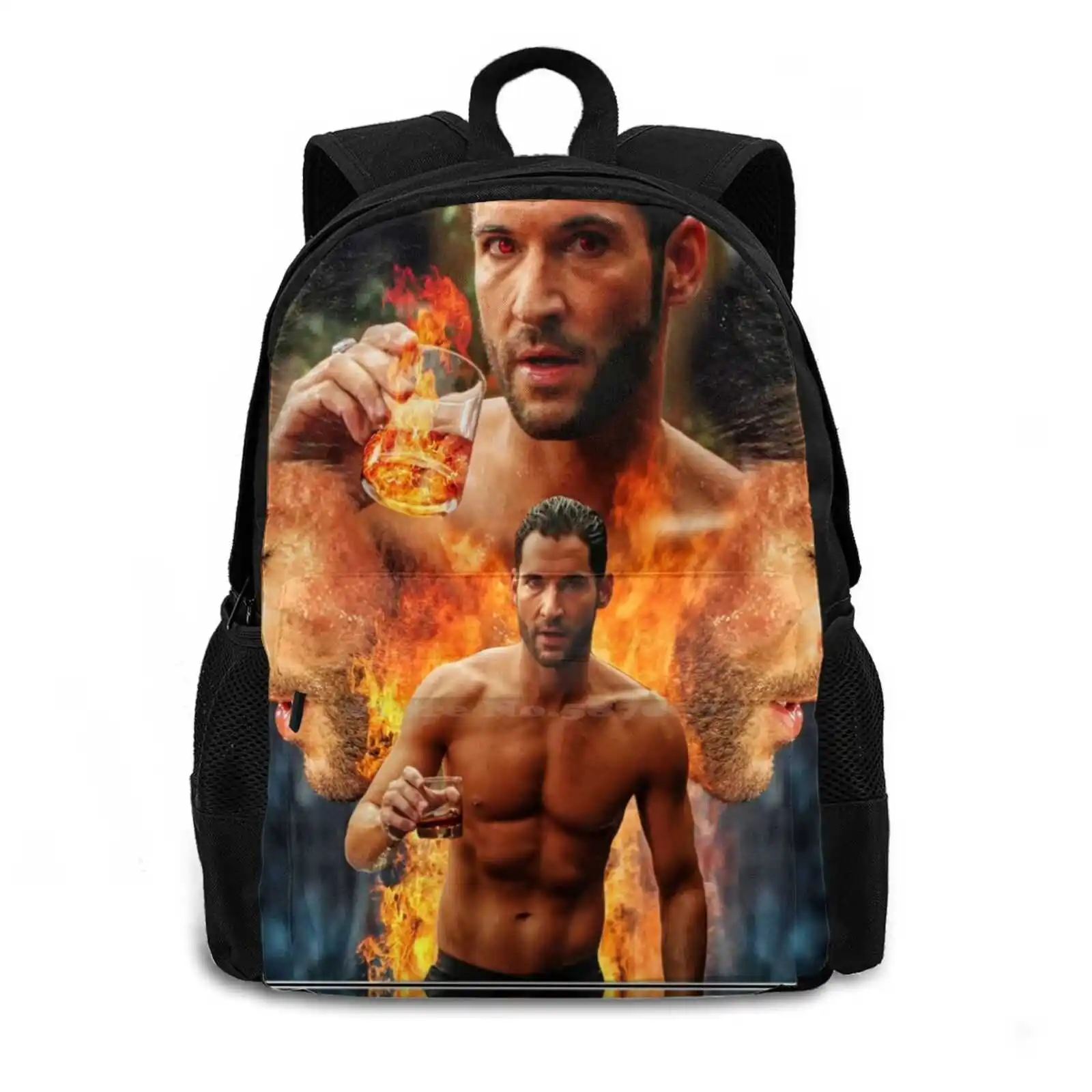 Tom Ellis-Lucifer Is Risen Teen College Student Backpack Laptop Travel Bags Lucifer Tom Ellis Sexy Pool Shirtless Lucifer