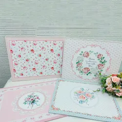 Classic Printing Leather Placemat French Romantic Home Coaster Bowl Mats Waterproof Oil-resistant Placemats Dining Table Mats