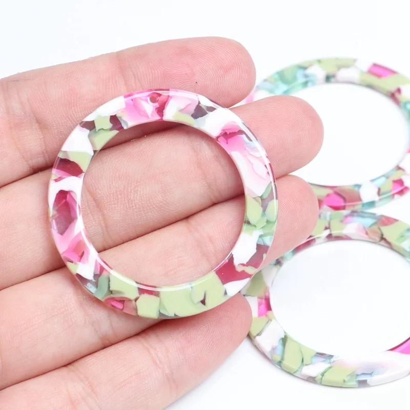 Tortoise Shell Earring Charm,Acetate Acrylic Beads,Circle Shaped,Boho,Leopard Print,Earring Parts,Ohrringe finding,44mm-