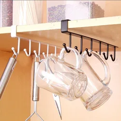 Home Seamless Kitchen Storage Rack Nail-free Hanging Wrought Iron Wardrobe Hook Kitchen Organizer