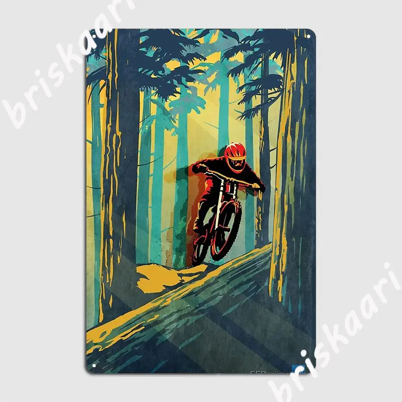 Forest Log Mountain Bike Ghost Jumper Poster Metal Plaque Pub Garage Wall Plaque Club Create Tin Sign Poster