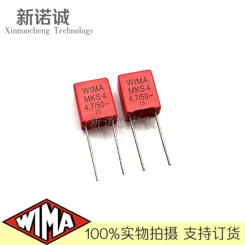 5 قطعة/10 قطعة/30 قطعة/الوحدة WIMA MKS4 4.7 فائق التوهج 4U7 50V 50v4.7UF 10% احباط فيلم مكثف 4700nF 475 القدم المسافة 7.5 مللي متر