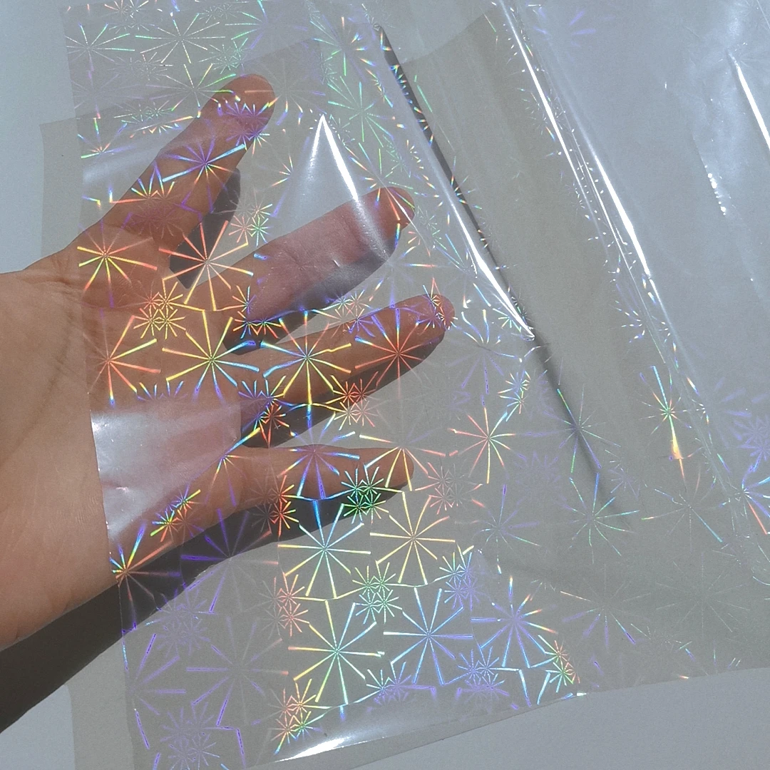 New Design Snowflake Holographic Plain Transparent Hot Stamping Foil On Paper or Plastic (21cm)8.4\