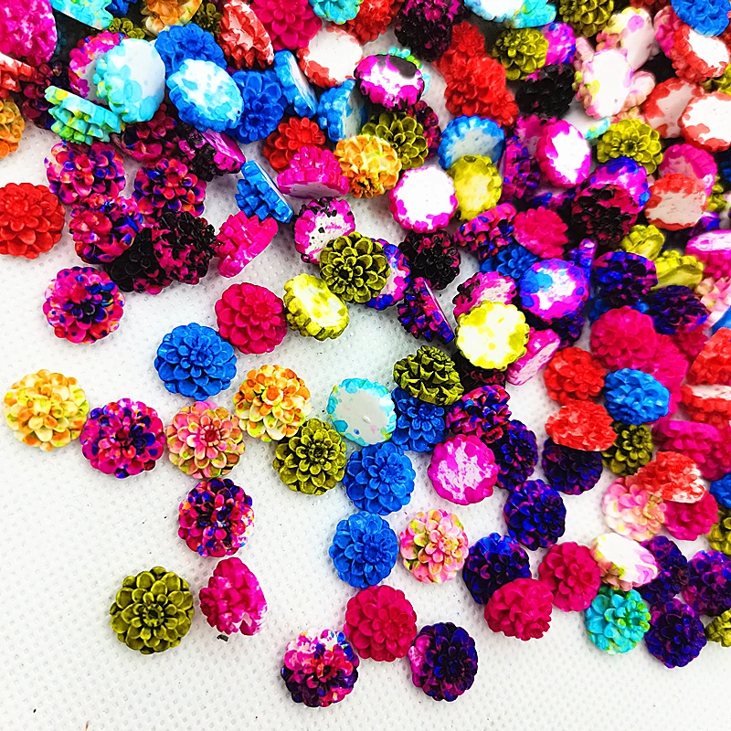 

100 Pieces Of 12mm Sunflower Multicolor Resin Flower Decoration Crafts Flat Back Cabochon Decorative Scrapbook DIY Accessories