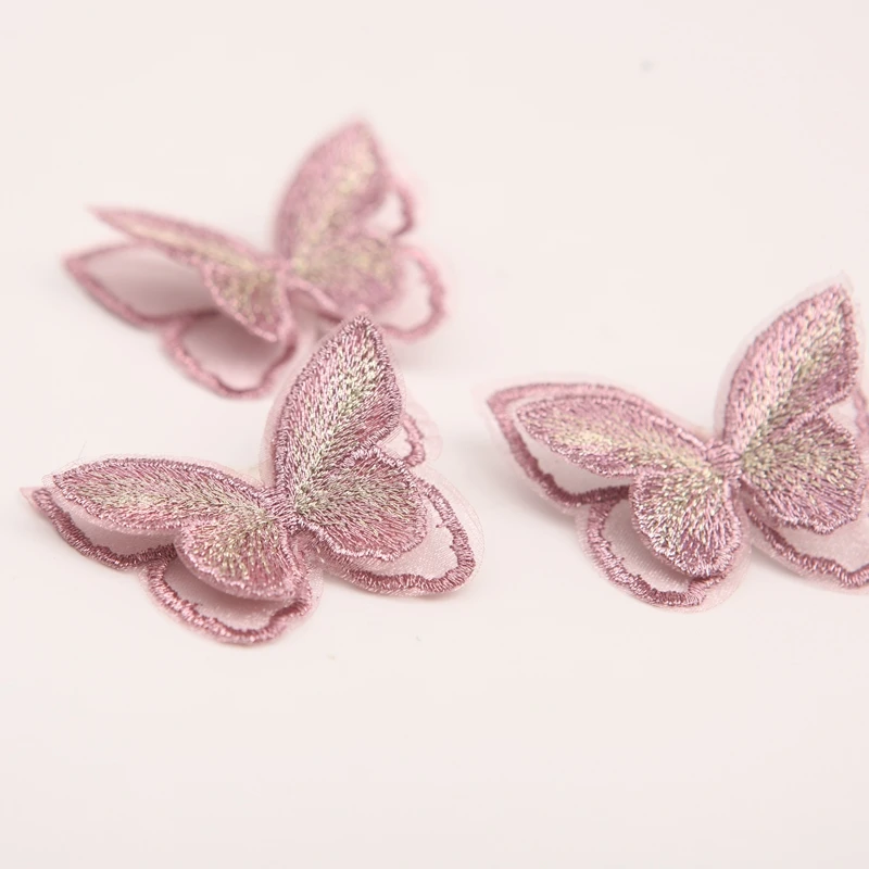 10 Pieces Double Layer Embroidery Butterfly Patch DIY Handmade Material Clothing Hair Accessories Ingredients