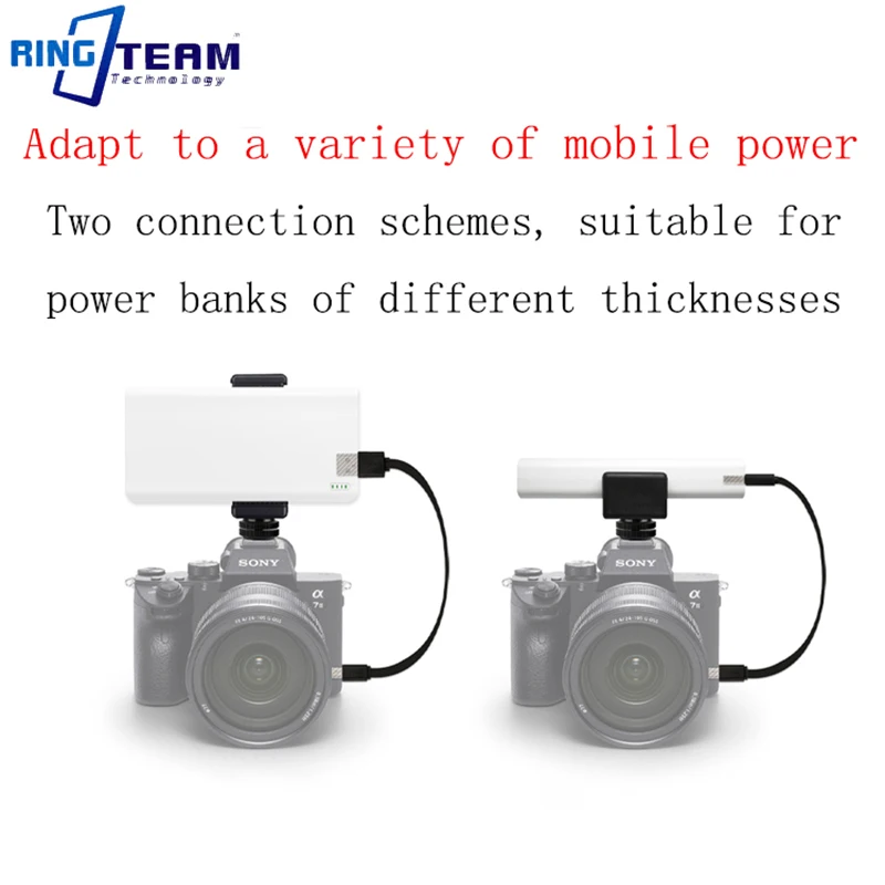 Hot Shoe Clip Mobile Power Bank Camera Power Supply Fixing Bracket 1/4 Screw Port Suitable for Sony A7C A7R3 A1 ZV-E10