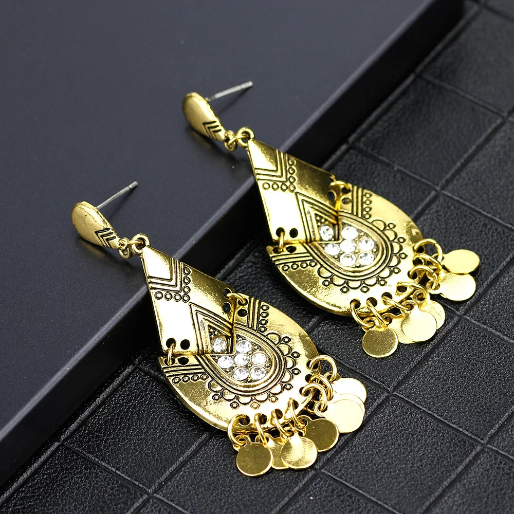 Sunspicems Algerienne Drop Earring for Women African Wedding Jewelry Retro Gold Silver Color Morocco Traditional Bridal Gift