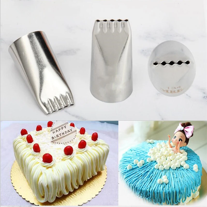 #134 Large Stainless Steel Tabs Five Hole Lines Drawing Icing Piping Tips Noodles Cake Cream Nozzle Fondant Cake Decorating Tool